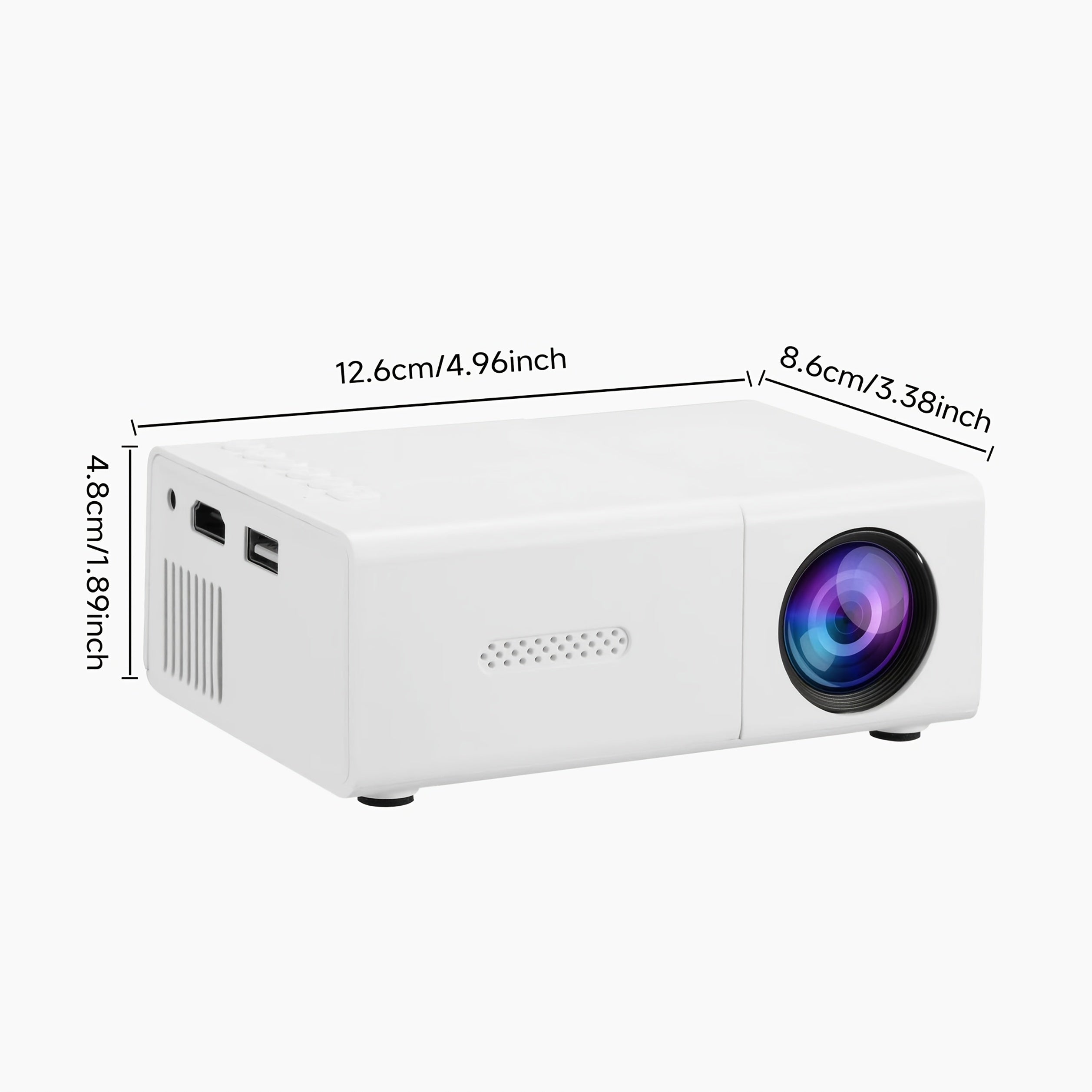 Portable Mini Projector with Native 1080P - Compatible with IOS, Android, Windows & More - Includes Remote Control, USB-Powered, Compact Cube Design, Ideal for Smartphones, PS4, And USB Devices