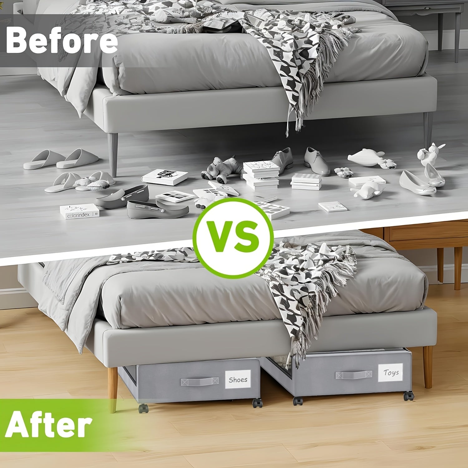 Under-bed Storage Cabinet on Wheels, 1-pack/2-pack Under-bed Storage Container, Under-bed Shoe Rack with Transparent Window and Label, Rolling Under-bed Metal Drawer for Storing Clothes, Shoes, Etc., Under-Bed Storage