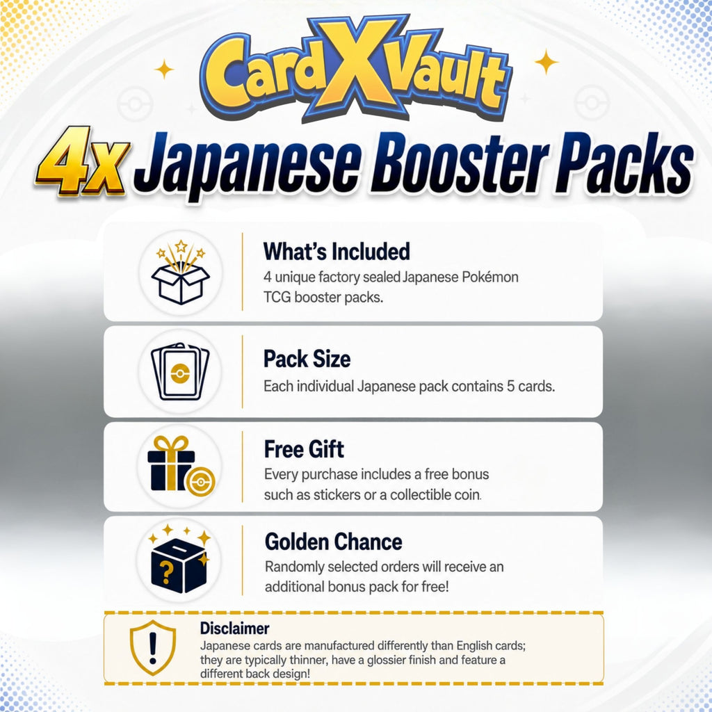 Pokémon TCG Japanese 4 Booster Packs Bundle | Free Gift + Bonus Pack Chance