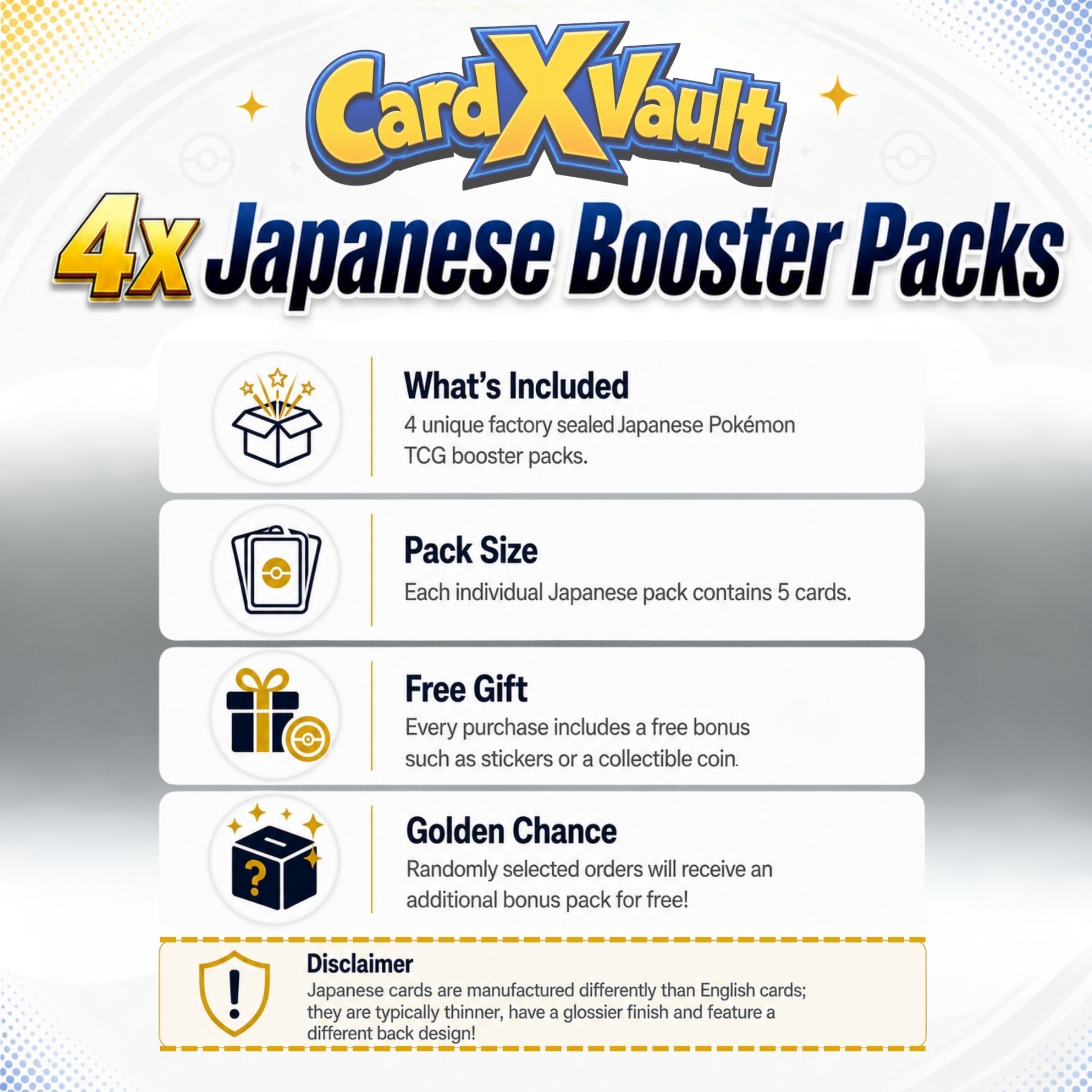 Pokémon TCG Japanese 4 Booster Packs Bundle | Free Gift + Bonus Pack Chance