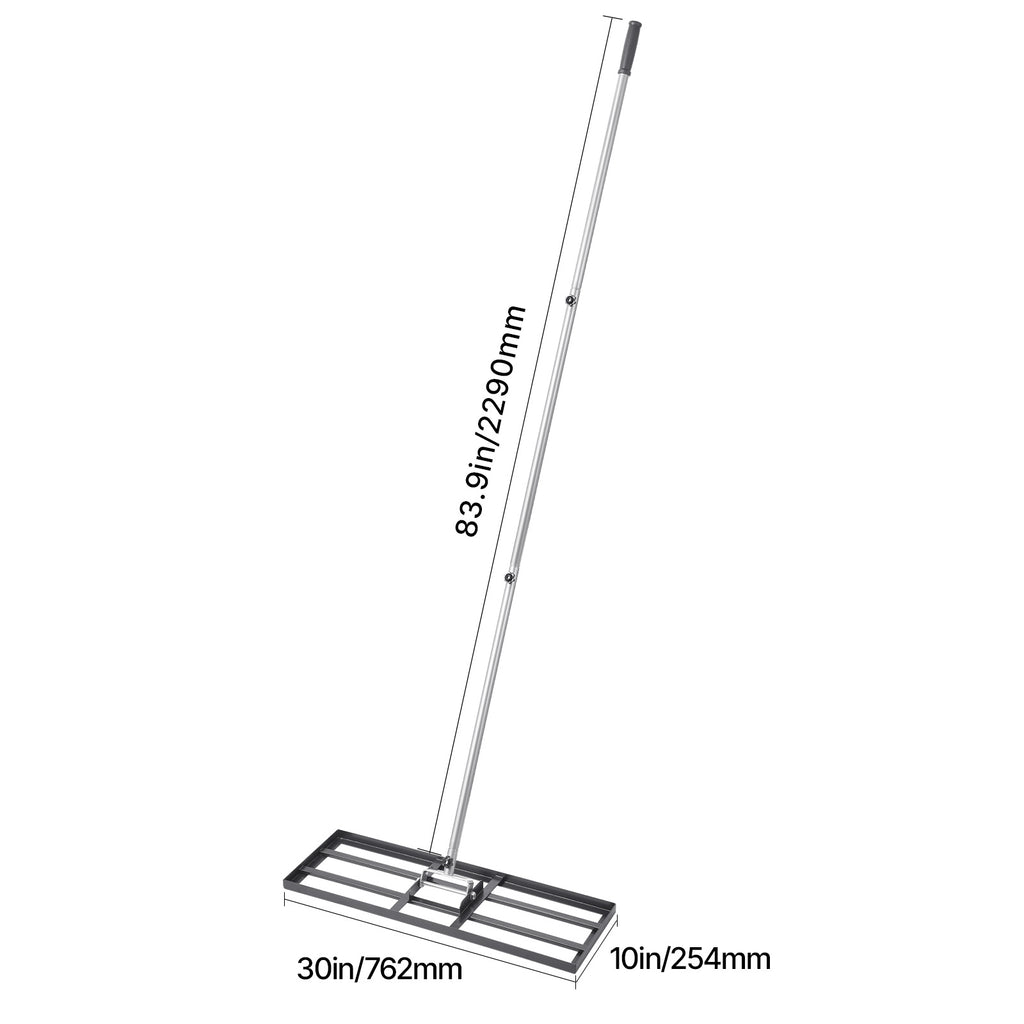 VEVOR 10x30/36/48in Lawn Leveling Rake 83.9 in Adjustable Handle for Yard Golf Court