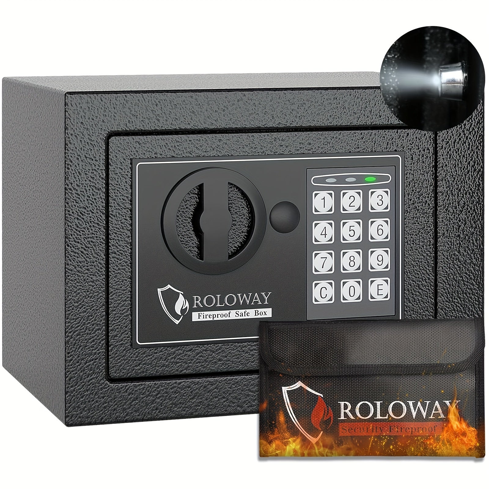 Steel Money Safe Box For Home With Fireproof Money Bag For Cash Safe Hidden, Security Safe Box For Money Safe With Keys, Lock Box Fireproof Safe With Keypad 0.23 Cubic Valentine'S Day