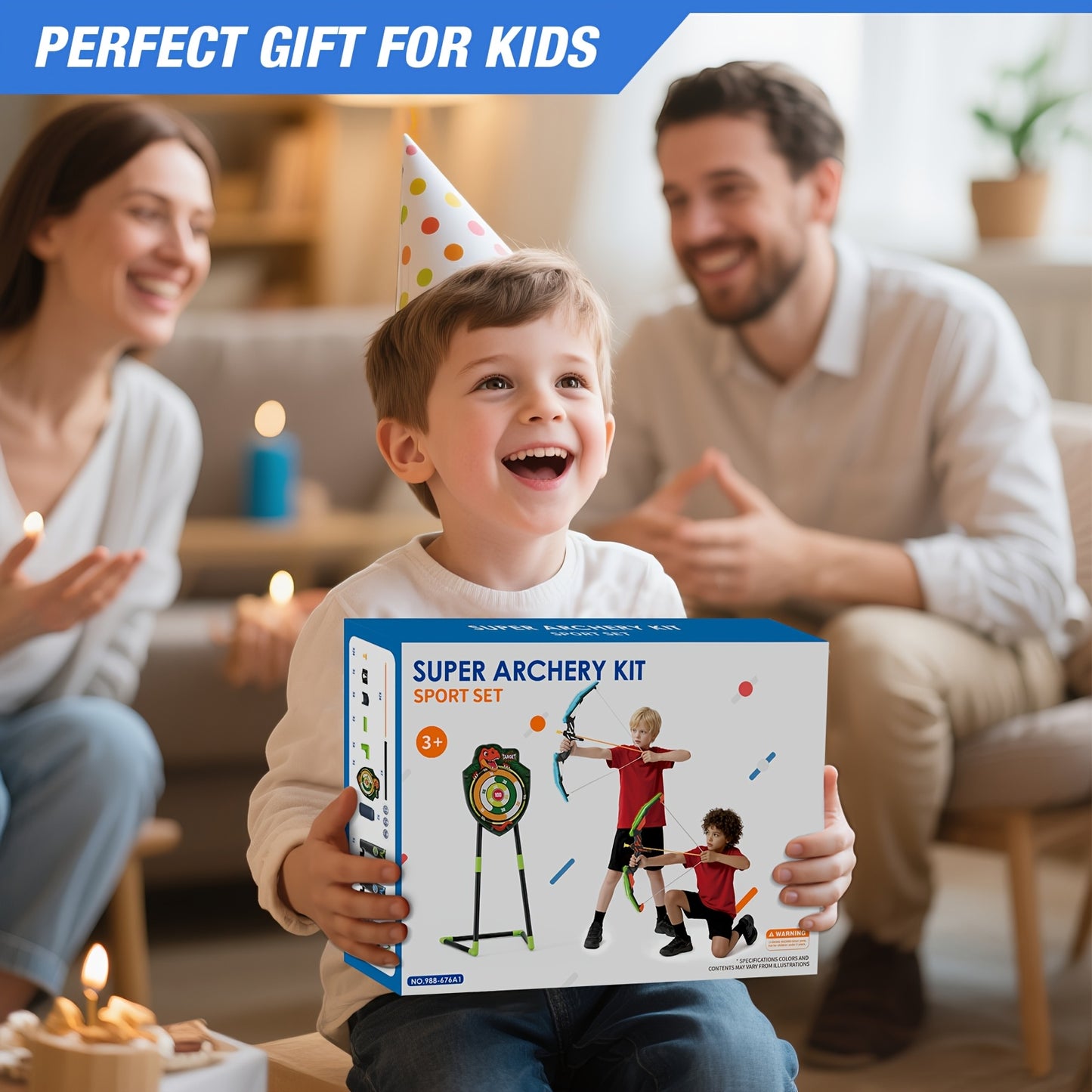 Bow and Arrow Archery Toy Set for Kids – 2 Bows, 24 Suction Cup Arrows & 29" Illuminated Dart Board, Indoor Outdoor Gift for Boys & Girls Ages 3-12