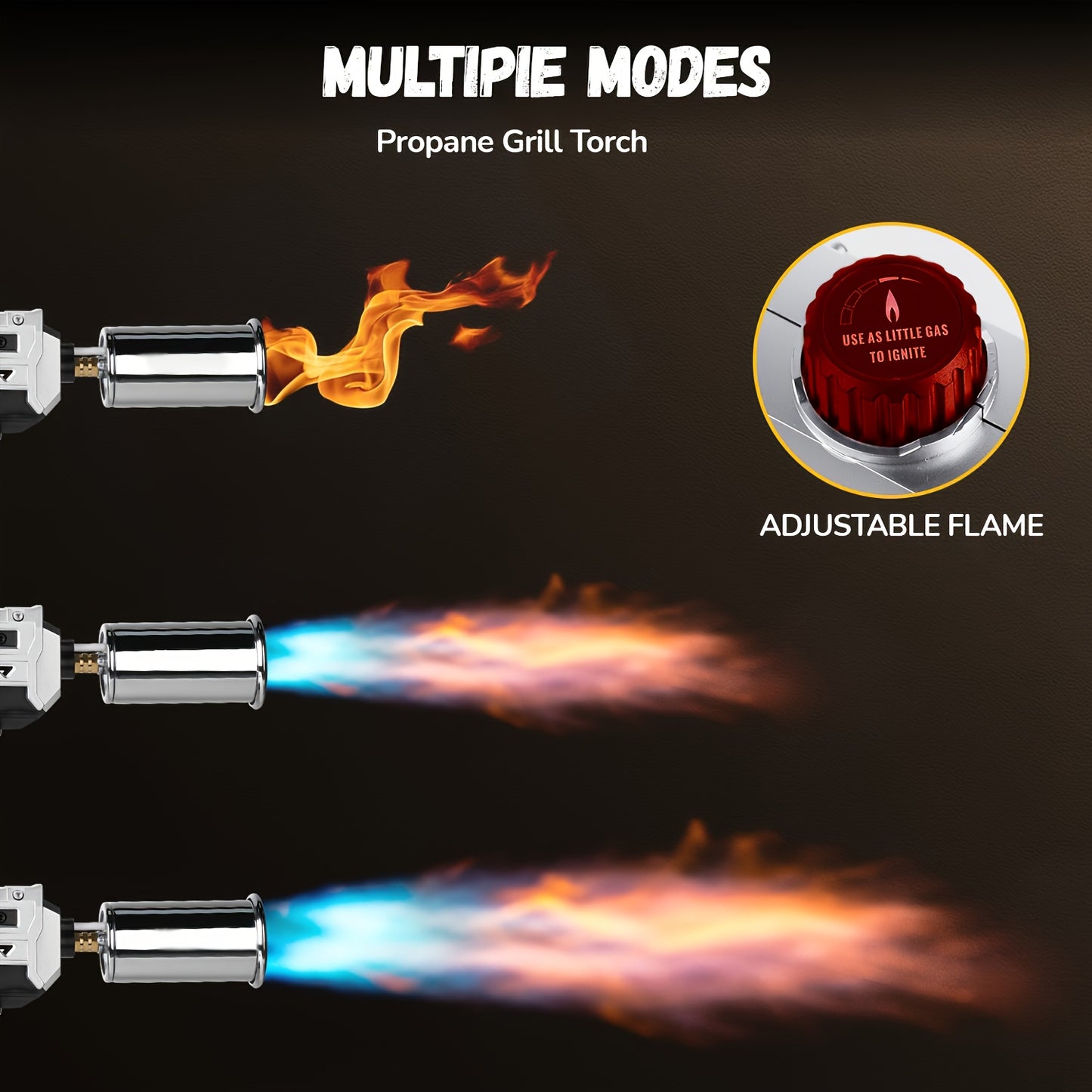 Propane Torch Gun with Adjustable Flame & Piezo Ignition, 24-Inch Heavy-Duty Flamethrower for Weed Burning, BBQ, Camping & Creme Brulee, Professional Grade Torch (Tank Not Included)
