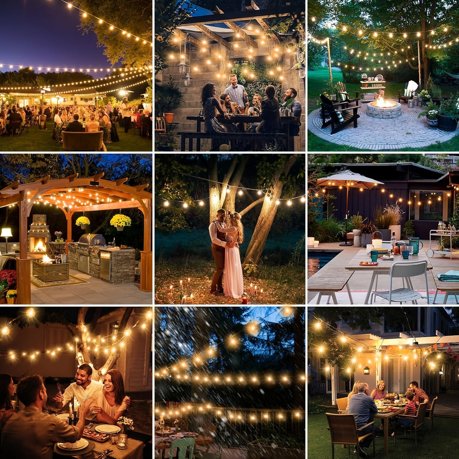 ST38 Outdoor String Lights LED Patio Lights – Shatterproof Vintage Edison Bulb, 2700K Warm White, Connectable Waterproof Hanging Lights for Backyard Garden Porch Party Cafe Decor