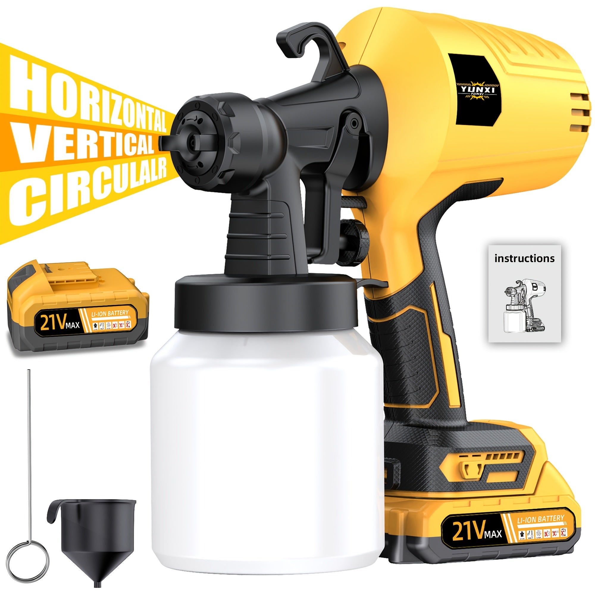 Cordless HVLP Electric Spray Paint Gun with Battery – 3 Spraying Modes, 27oz Container, Easy Clean – Paint Sprayer for House, Furniture, Cabinets, Fences, Walls & Doors