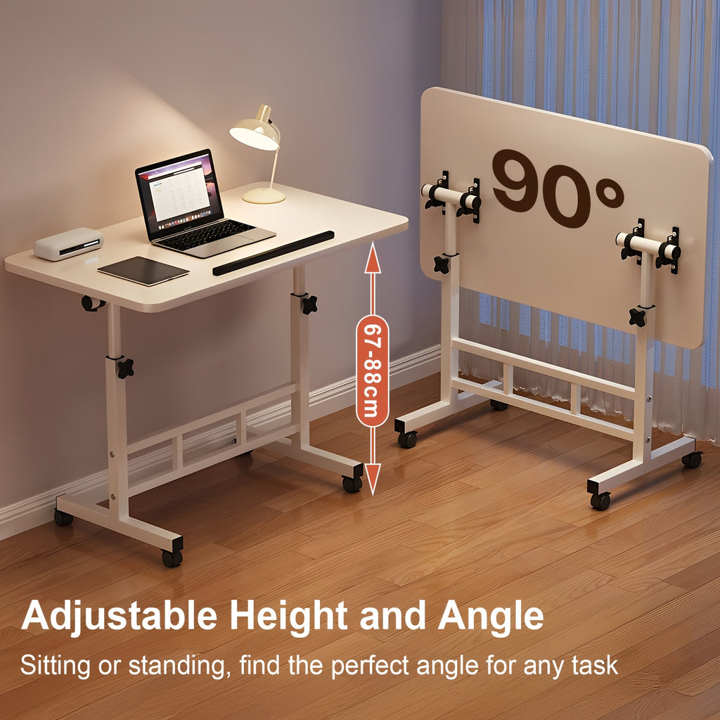 Adjustable Height Folding Desk with 360° Sliding Tabletop & - Space-Saving Lift Table Suitable for Bed, for Office, Dorm - Assembly, Wood & Metal Frame - Ideal Gift (Christmas/Halloween), Utility Racks