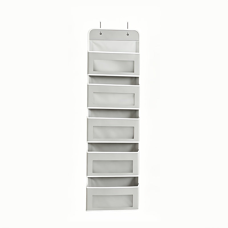 Over the Door Organizer 3/5-Tier – 44 lb Anti-Tilt Hanging Door Storage with 5 Large Pockets, No Drilling, Space-Saving for Bedroom Bathroom Pantry & Kitchen – Grey & Black
