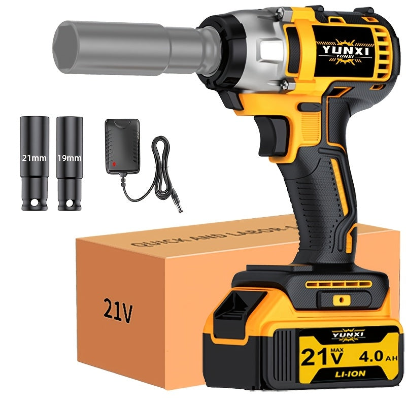 21V Cordless Electric Impact Wrench Full Kit – Lithium Battery, Charger, Toolbox & Sockets Included, High Torque Wireless Wrench for Car Repair, Home & Family Use, Gift for Men & Mechanics