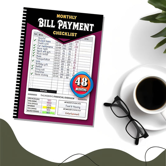 A 48-Month Financial Bill Payment Planner: A Monthly Tracker for Household Expenses And a Financial Planning Organizer, Serving As a Four-Year Guide for Managing Household Budgets, Made of Paper