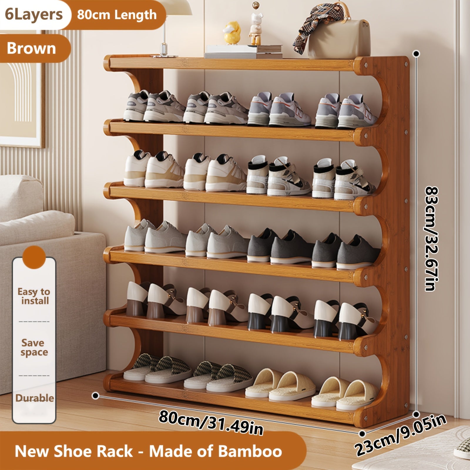 Bamboo Shoe Rack 3 5 6 Tier Wood Grain Shoe Storage Organizer - Easy Assembly Space Saving Shoe Shelf for Entryway Front Door Living Room Bedroom Garage Canada