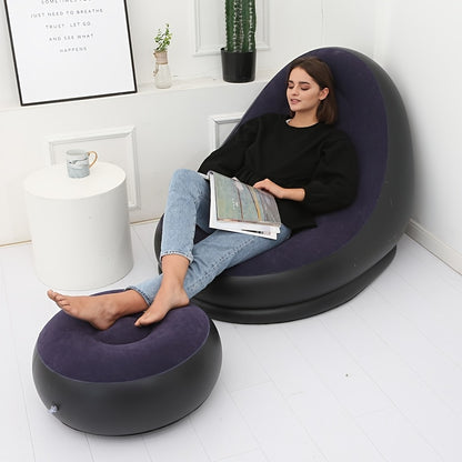 Inflatable Air Sofa Lazy Chair with Footstool Fast Inflate Home Air Pump Portable Lounge for Living Room Bedroom Balcony Camping Outdoor - Canada