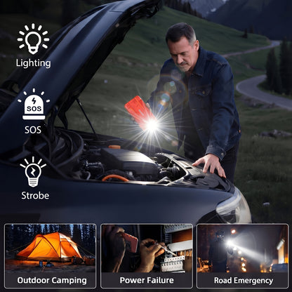 Car Jump Starter 5000A/6000A/8000A Portable Battery Booster Pack with USB Power Bank & LED Flashlight – 12V for Vehicles, Trucks & SUVs