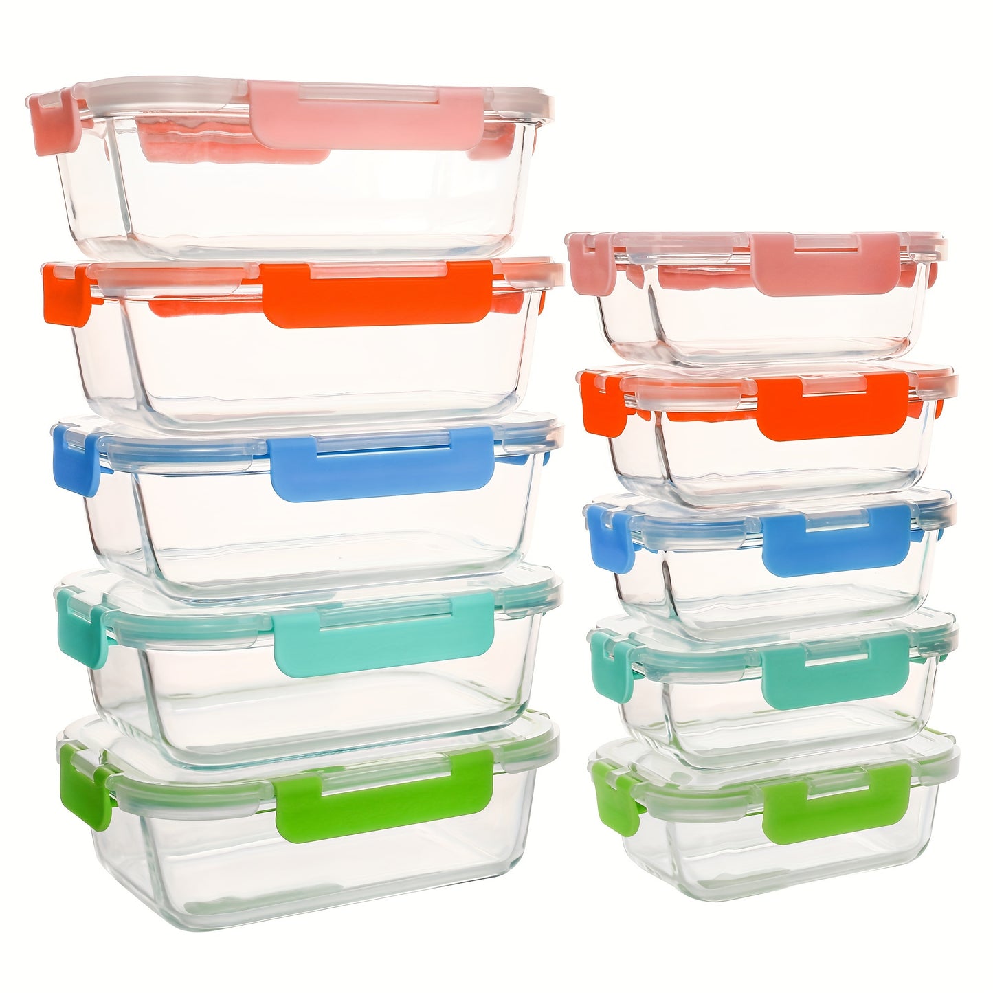 Borosilicate Glass Food Storage Containers Set 10/12 Pack with Leakproof Airtight Lids – Meal Prep, Lunch, Leftovers, Kitchen Pantry Organizer