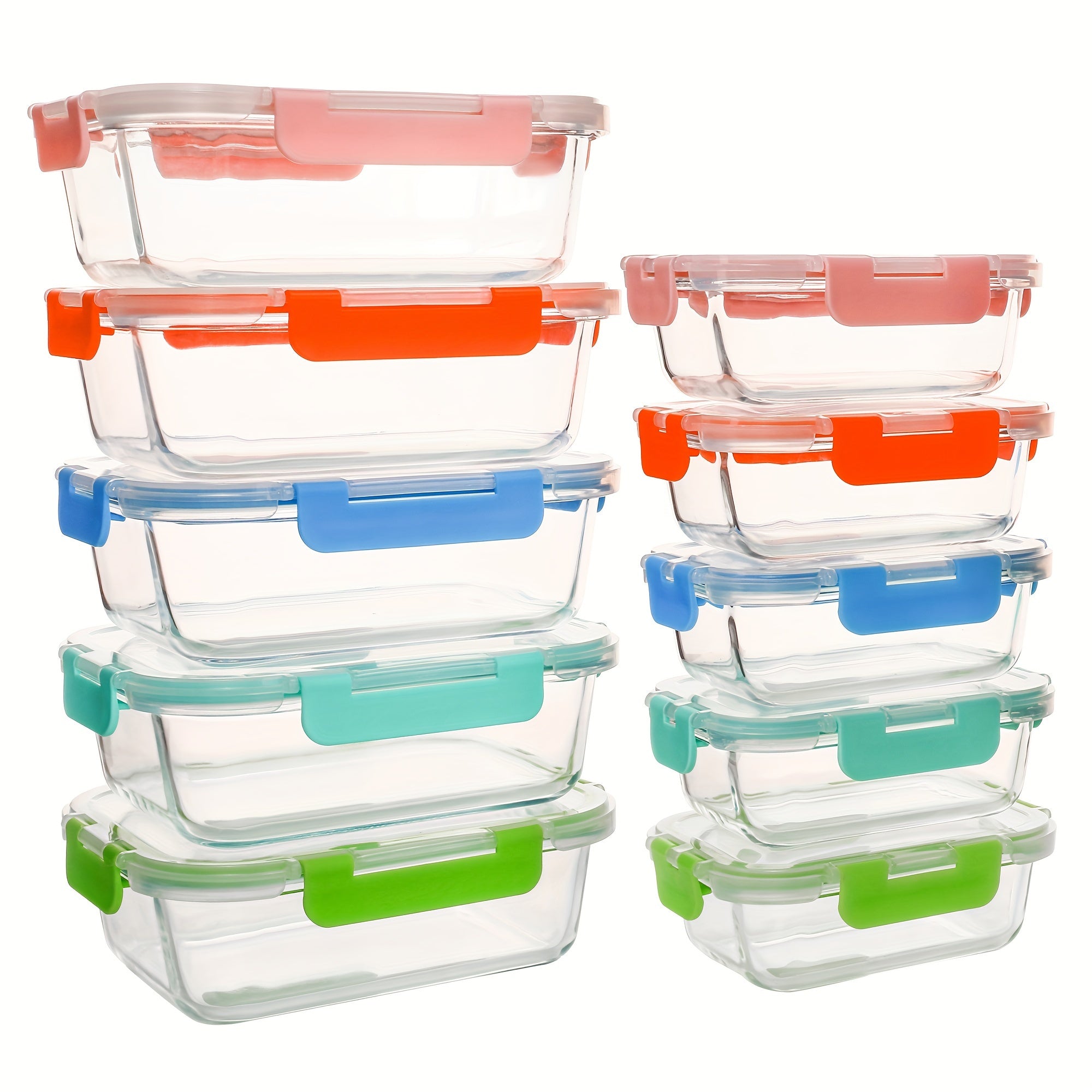 Borosilicate Glass Food Storage Containers Set 10/12 Pack with Leakproof Airtight Lids – Meal Prep, Lunch, Leftovers, Kitchen Pantry Organizer