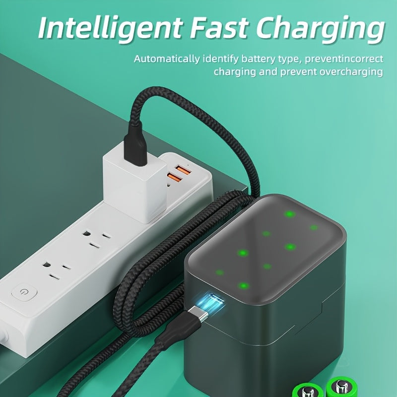 AA Rechargeable Lithium Battery 8-Pack 3400mWh 1.5V with USB-C Fast Charger Storage Box – Long-Lasting Li-ion Batteries for Xbox Controllers, Cameras, Smart Home Devices & More | PUJIMAX