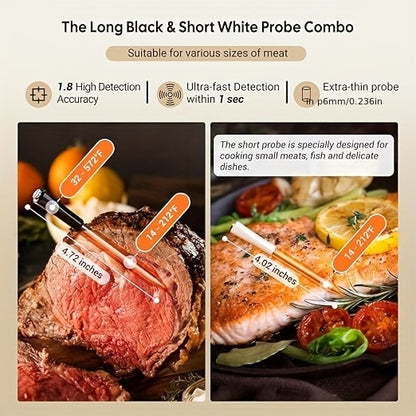 INKBIRD Wireless Meat Thermometer for BBQ Grill & Smoker – 300ft Range, Dual Sensors, 26 Meat Menus, Rechargeable, Food Grade Stainless Steel Probe with Temperature Alert