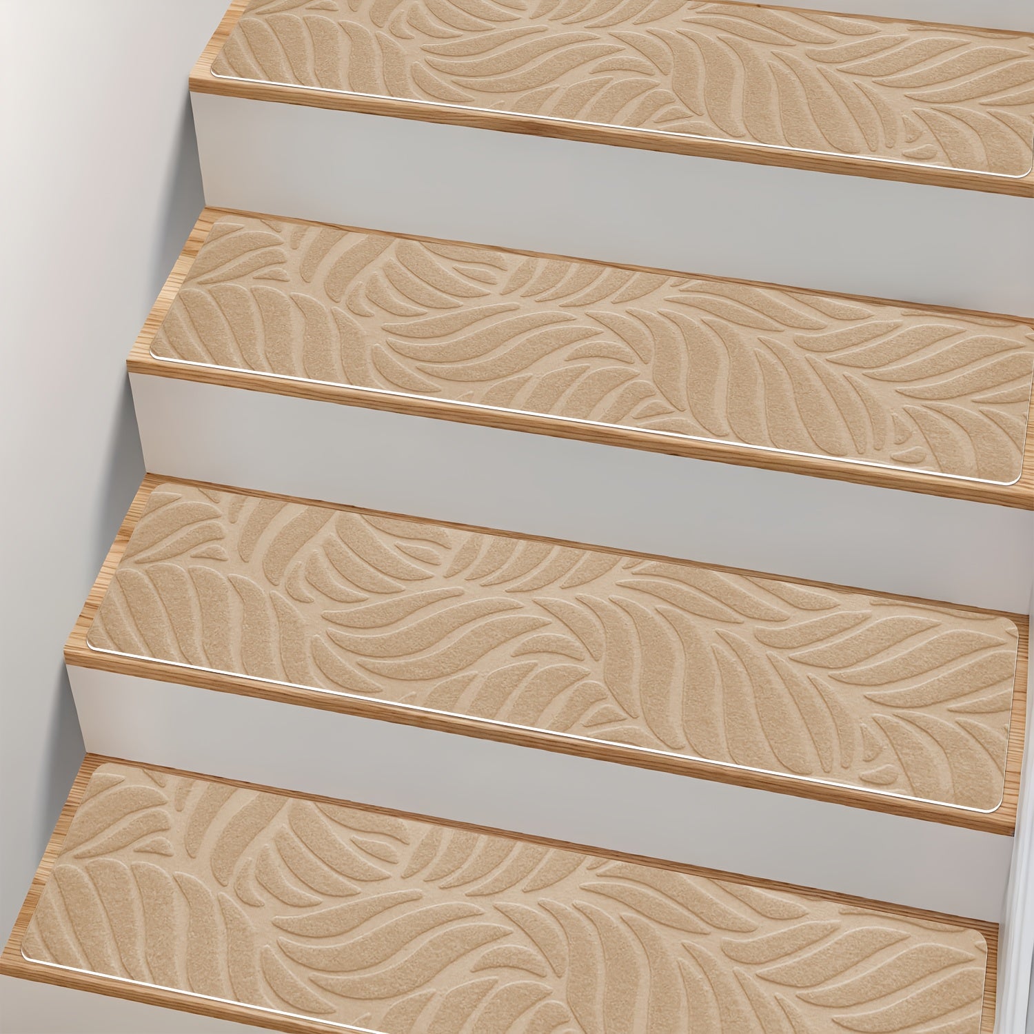 Anti-Slip Self-Adhesive Stair Treads – 3D Embossed, 30x8 Inch, 7/15-Piece Set, Indoor & Outdoor Stair Mats for Pets & Seniors, No-Tool Install, Scratch Resistant, Cut-to-Fit Design