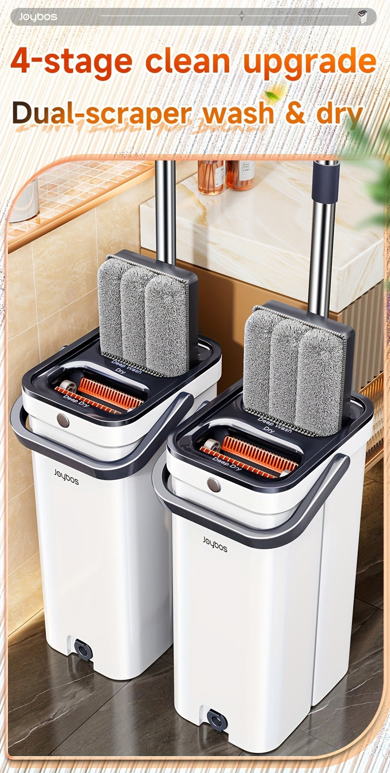 Spin Flat Mop and Bucket Set with Wringer – Hands-Free 360° Rotating Head, 2/4 Washable Microfiber Pads, Wet & Dry Use, Floor Cleaning System for All Floor Types & Windows