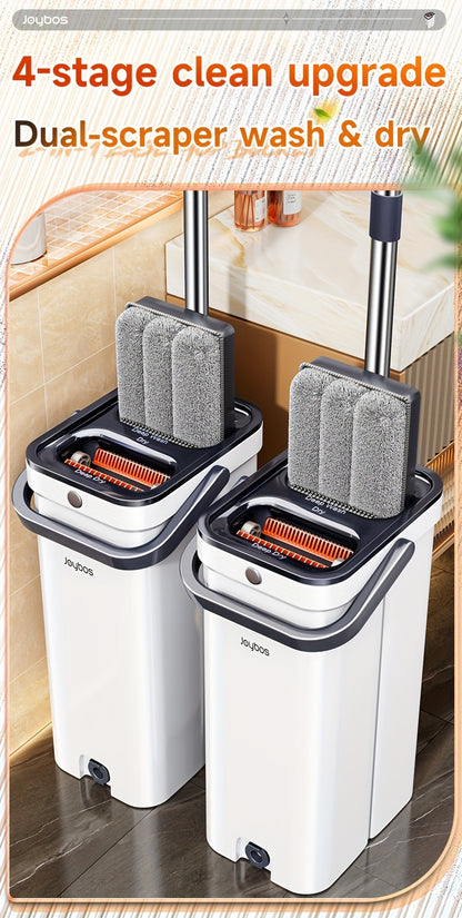 Spin Flat Mop and Bucket Set with Wringer – Hands-Free 360° Rotating Head, 2/4 Washable Microfiber Pads, Wet & Dry Use, Floor Cleaning System for All Floor Types & Windows