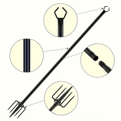 String Light Poles for Outside Thickened Metal Hanger Pole with Fork - Outdoor Lighting Post for Patio, Garden, Backyard, Yard & Front Porch Decor, 2, 4, 6 or 8 Pack