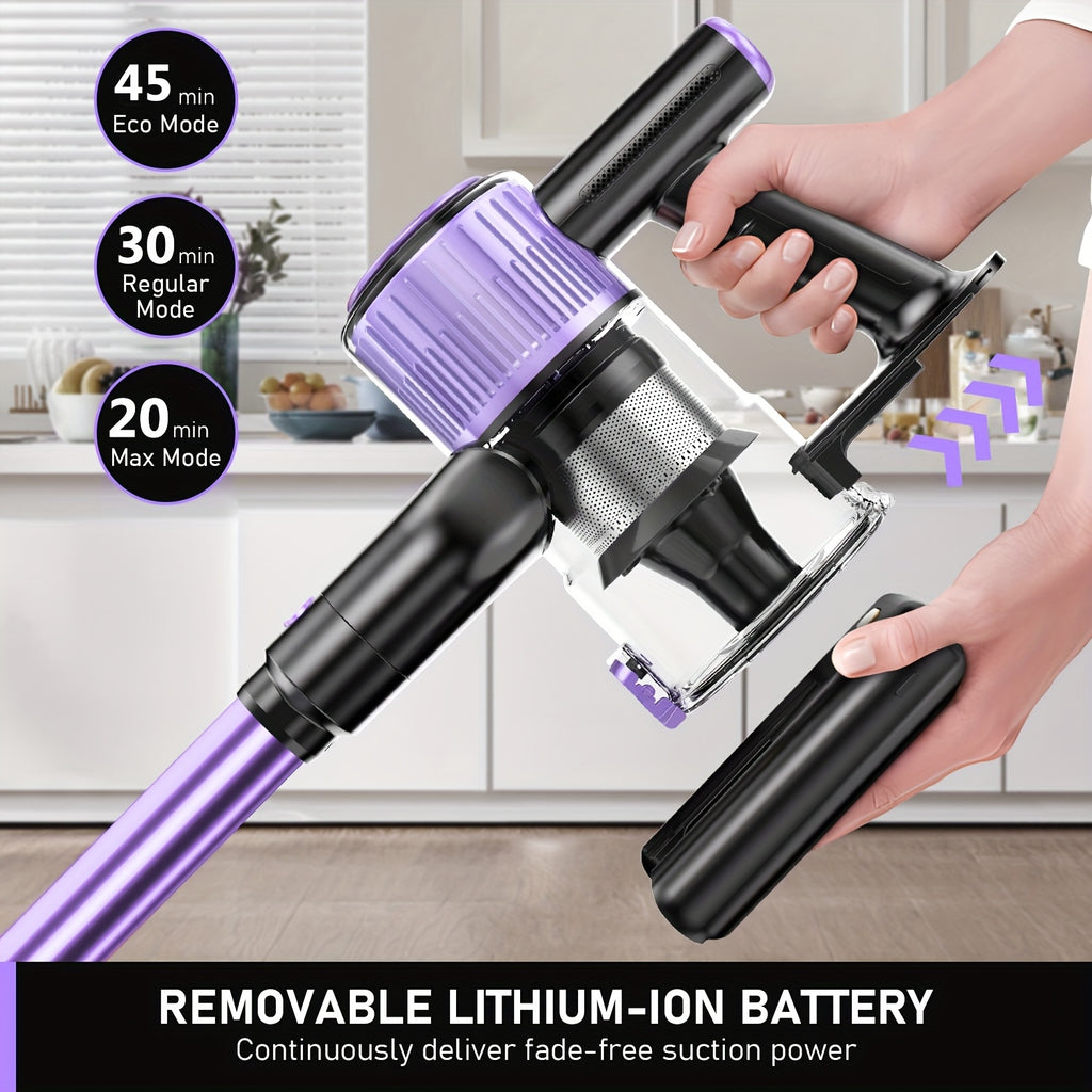 Cordless Vacuum Cleaner, 10in 1 Powerful Stick Vacuum, with Anti-Tangle Brush And Upgraded Green Light, 45mins Runtime Rechargeable Lightweight Vacuums for Hardwood Floor, Carpet, Pet Hair