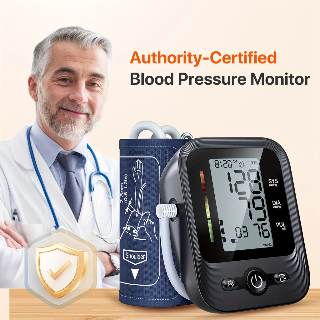Automatic Upper Arm Blood Pressure Monitor with Heart Rate And Pulse Measurement, Adjustable Cuff (up to 16.54inch), Dual User Mode, 240 Memory Readings, Perfect for Home and Travel, Heart Rate Detection, Includes Batteries, Accurate Blood Pressure