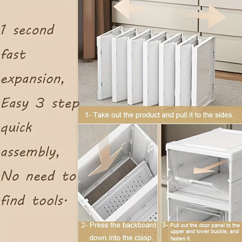 3/6-Tier Modern Foldable Shoe Box, Breathable Shoe Storage Organizer, Dustproof Home Storage Container, Space-Saving Large Capacity Storage Solution, Freestanding Plastic Storage Bin with Lid, Transparent, Dustproof, No-Assembly Organizer Rack