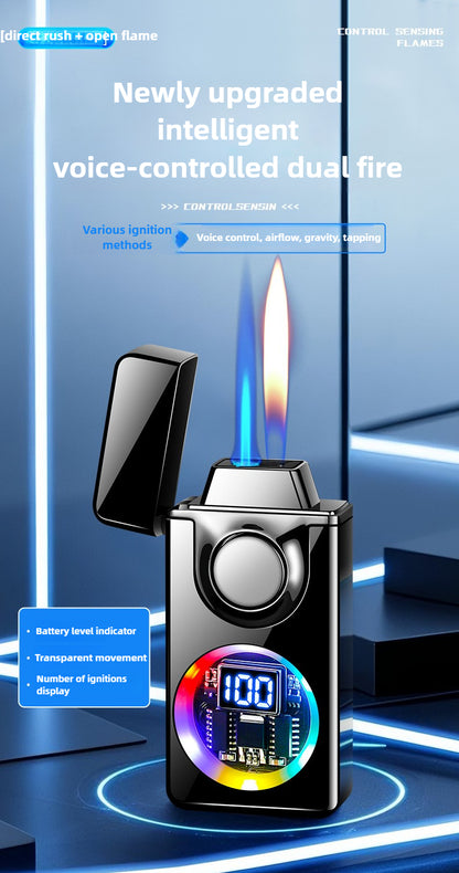 Smart Flip Induction Lighter with Voice Control & 5 Ignition Modes – Refillable Butane Metal Lighter, Visible Fuel Window, Portable EDC for Candles, Camping & Gifts | ShopVora CA