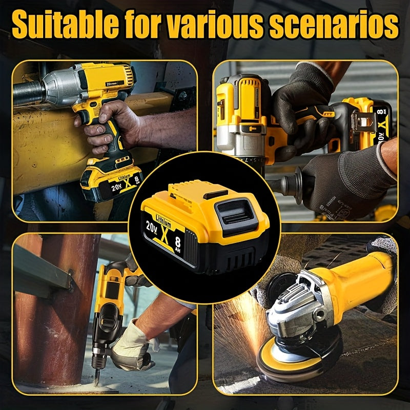 1/2/4 Pack 8.0Ah Replacement Battery for Dewalt 20V Max Lithium Battery, for Dewalt 20V Battery DCB206 DCB204 DCB204-2 DCB203 DCB201 DCB200 DCB207 DCB208, Fit for Dewalt 20V Tools with LED Indication