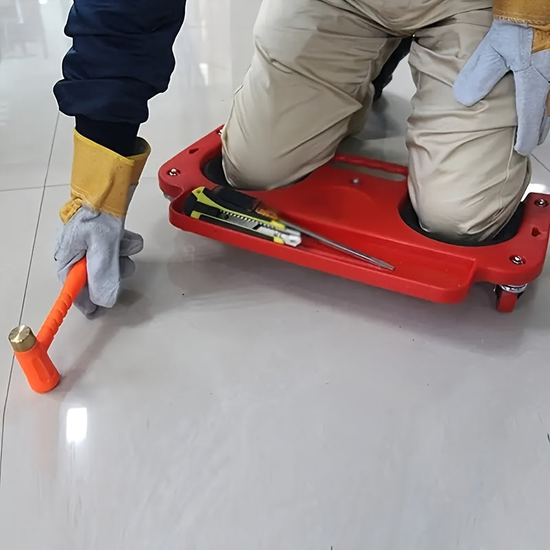 Rolling Knee Pad Platform with Wheels and Built-In Tool Tray, ABS Cushioned Kneeling Pad for Carpenters Flooring Machine Workers Car Repairs, Multi-Function Work Knee Roller