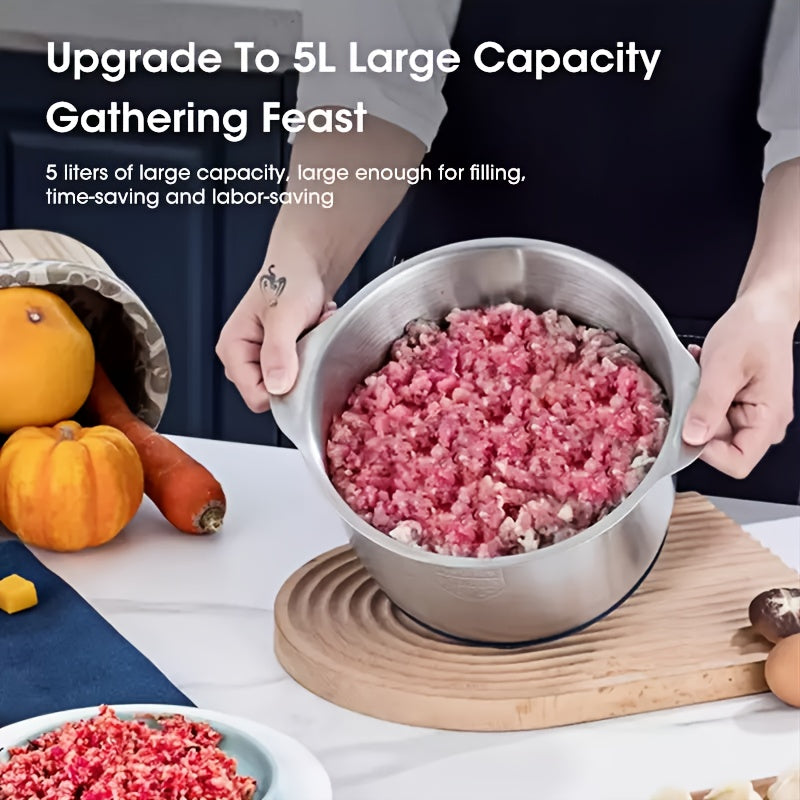 1.32gal Large Capacity Stainless Steel Electric Food Chopper And Processor - Bi-Level Blades, 40, 000 RPM Motor, Sturdy Construction, Vegetable Slicer And Chopper - Perfect for Kitchen Vegetables, Fruits, Onions, Garlic, Nuts, Meat, Dough, And More