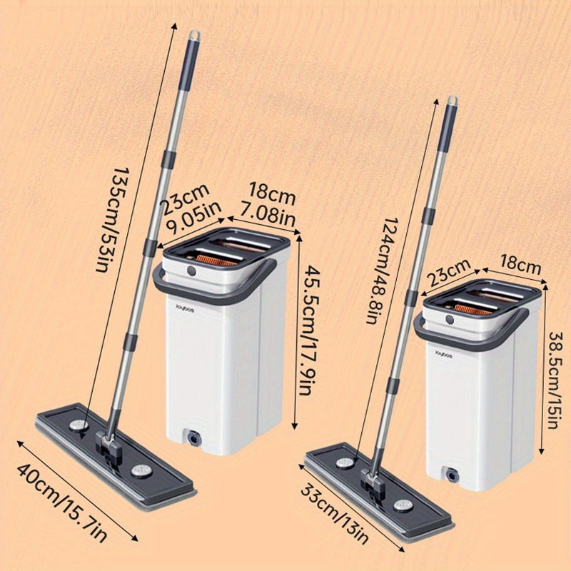 Spin Flat Mop and Bucket Set with Wringer – Hands-Free 360° Rotating Head, 2/4 Washable Microfiber Pads, Wet & Dry Use, Floor Cleaning System for All Floor Types & Windows