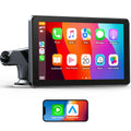 Lamtto 7 Inch Portable Wireless CarPlay Screen – Android Auto, GPS Navigation, Mirror Link, Voice Control, AUX & FM, 360° Suction Mount, 12–36V Universal for Cars Trucks SUVs Vans (Black)