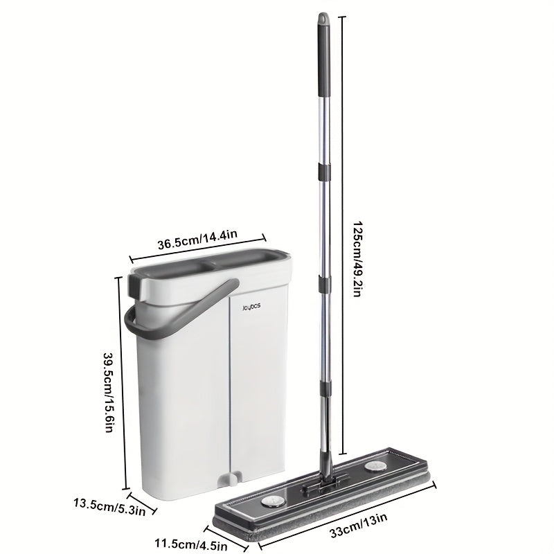 Flat Mop and Bucket with Wringer Set Hands-Free, Dual Compartment Wet Dry Separation Floor Cleaning System, 360° Rotating Head, 2 Reusable Microfiber Pads for All Floor Types Windows Walls