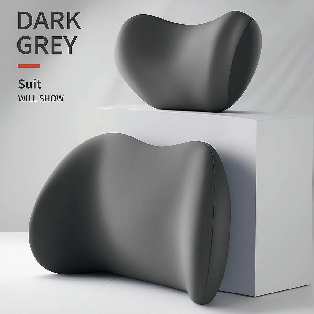 Car Headrest and Lumbar Support Set Autumn/Winter Comfort Upgrade Ergonomic Contoured Design High-Density Foam Filling Long-Distance Driving Comfort Includes
