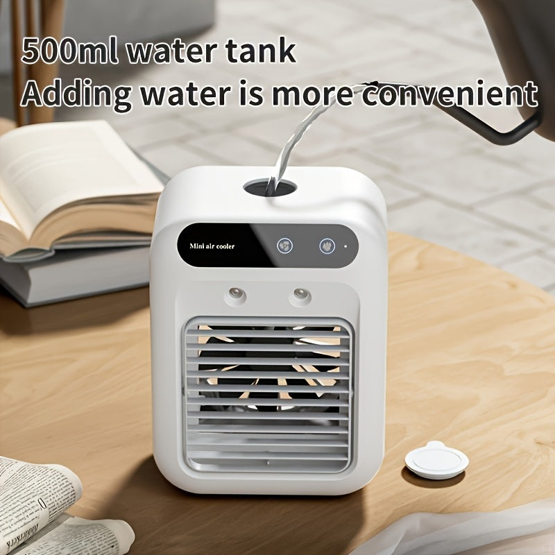Portable Mini Personal Air Cooler 1800mAh Rechargeable – Compact Desk Fan for Dorm, Office & Travel, Low Voltage Lightweight Battery Operated Cooling Fan