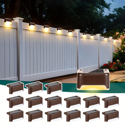 Solar Step Lights Outdoor Waterproof LED – Auto On/Off Warm White Landscape Lighting for Stairs, Fences, Courtyards & Garden Paths, Matte Metal, Black/White/Brown, 4/8/16/32 Pack Canada