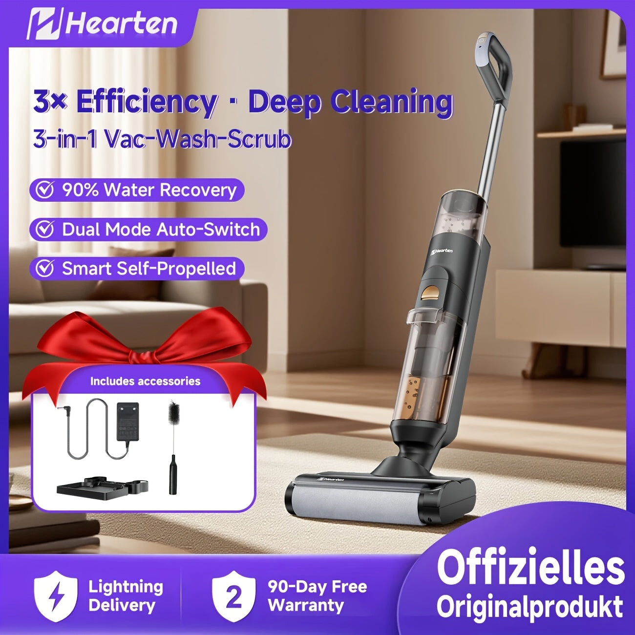 Cordless Vacuum Mop 2-in-1 70Kpa – Wet & Dry Smart Washing Machine, Self-Cleaning, HEPA Filter, Anti-Tangle Roller for Wood Floors Carpets Pet Hair – ShopVora CA