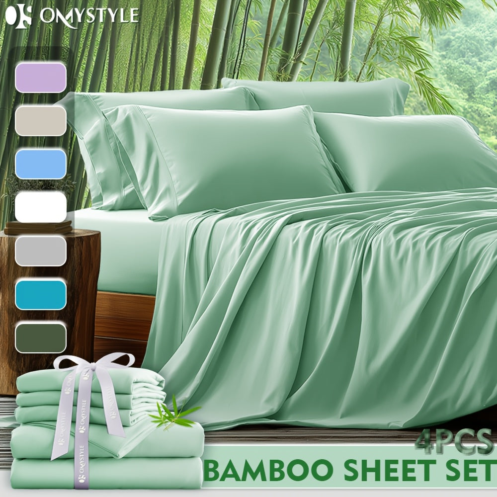 Deep Pocket Bamboo Sheet Set 4 or 6 Piece with Flat Sheet Fitted Sheet & Pillowcases – Cooling Breathable Bedding for Hot Sleepers & Kids, Twin Full Queen King, 7 Colours | Canada
