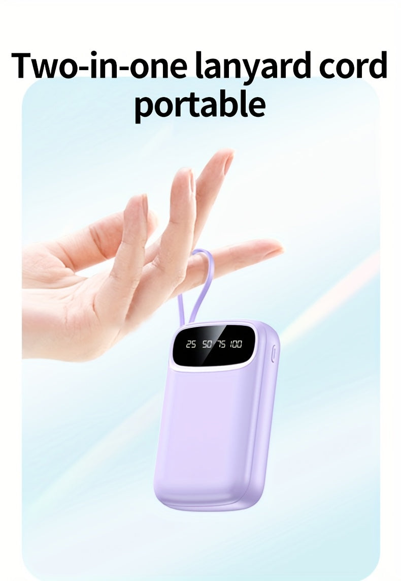 50000Mah Portable Large Capacity Mobile Power Bank, Comes with Four Data Cables/Lanyard/Led Power Display, Suitable for Fast Charging of Mobile Phones Such As Iphone/Android And Digital Electronic Products, Outdoor Portable Emergency Power Bank