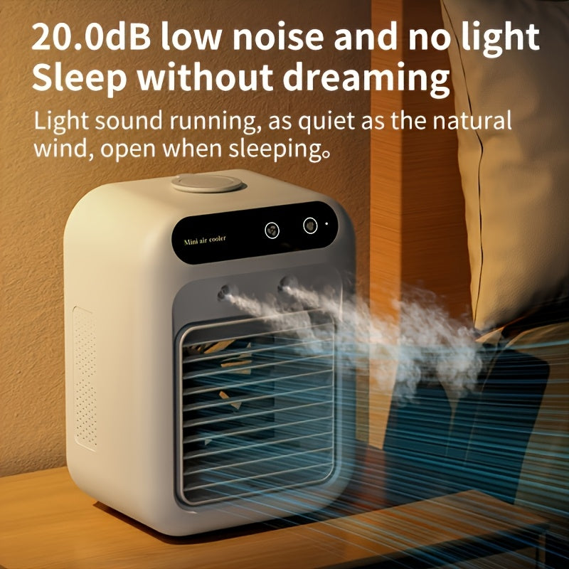 Portable Mini Personal Air Cooler 1800mAh Rechargeable – Compact Desk Fan for Dorm, Office & Travel, Low Voltage Lightweight Battery Operated Cooling Fan