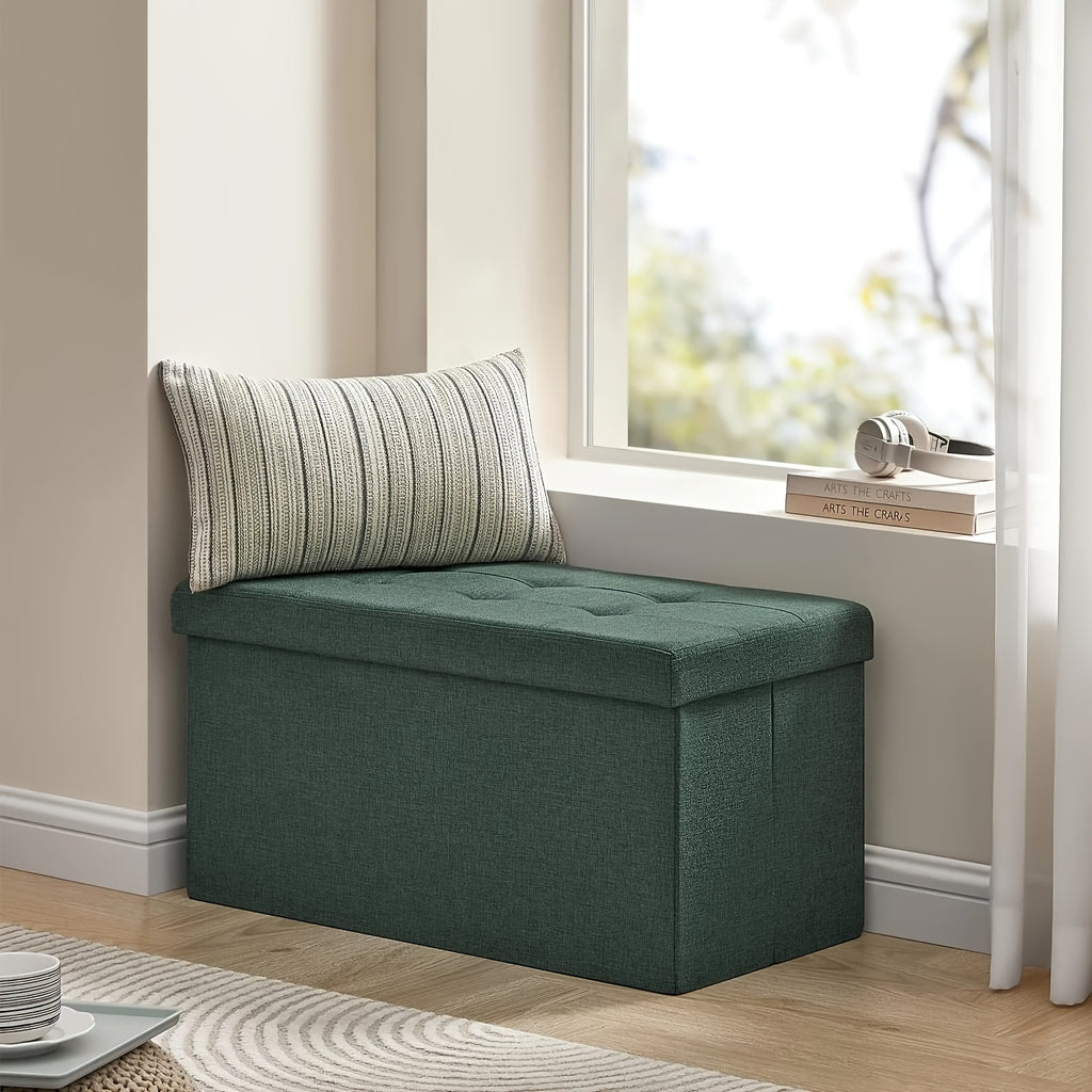 30 Inches Folding Storage Ottoman Bench, Storage Chest, Foot Rest Stool, Ash Gray