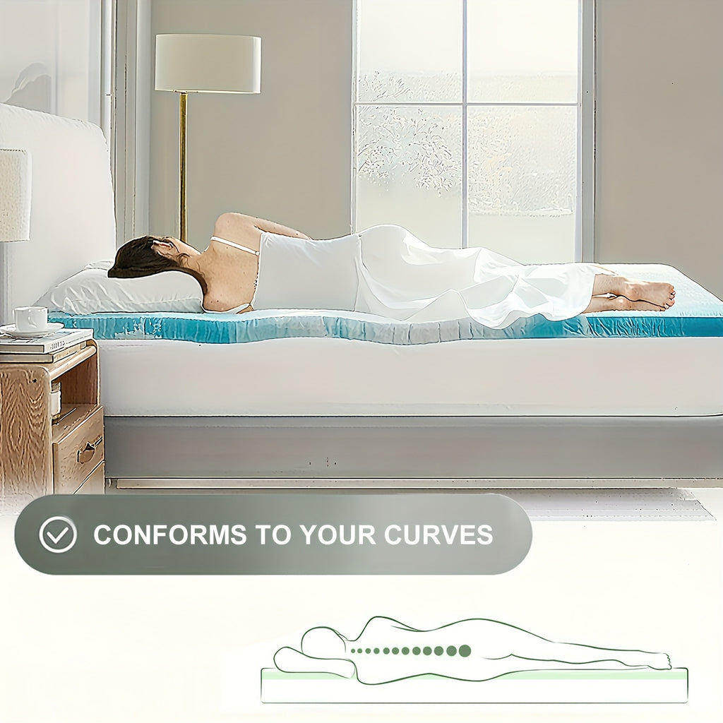 [Gel Memory Foam Mattress] 1pc 2 Inch Cooling Gel Memory Foam Mattress Topper, Soft Gel Infused Mattress Pad, Bed Topper, Soft Mattress Pads Breathable for Bed, Sleeper Sofa, RV, Camper, Blue - Twin/ Twin Xl/ Full/ Queen/ King