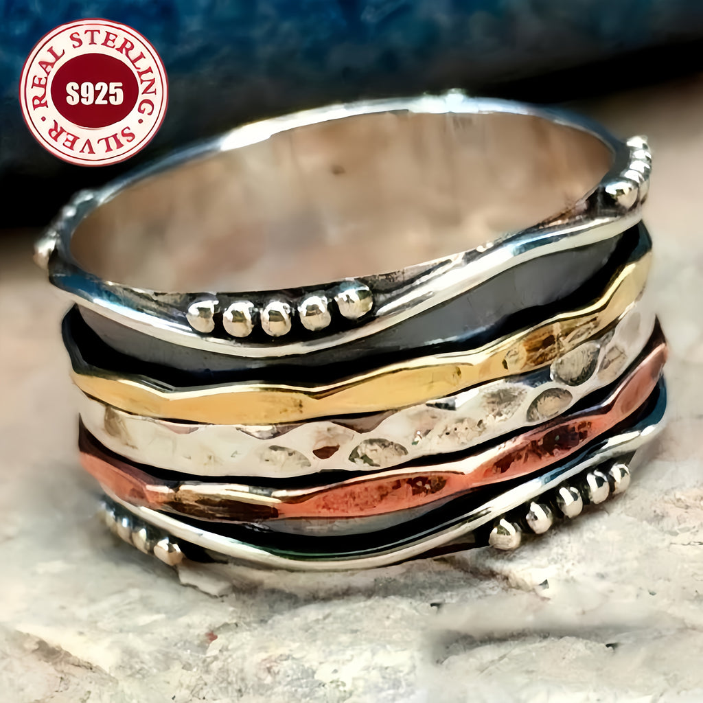 S925 Women's Bohemian Ring - Multi Layer Metal Jewelry, Copper Layer - Daily And Party Jewelry Gifts, Suitable for Women - Suitable for Casual Formal Clothing, Retro Aesthetics, Durable Accessories, Fashion Accessories, Bohemian Style, High Quality