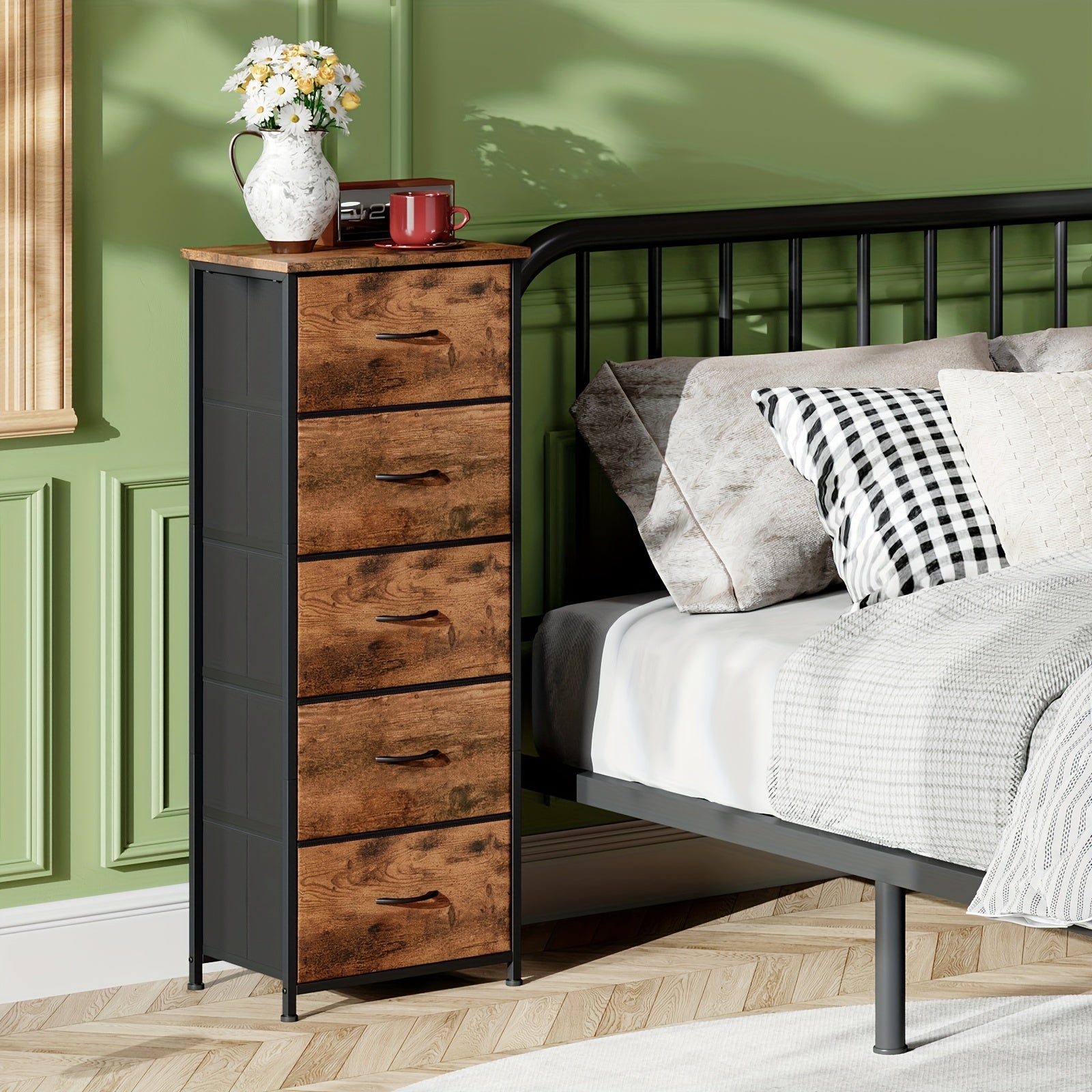 Tall Dresser with 5 Drawers – Fabric Storage Chest for Bedroom, Closet & Entryway