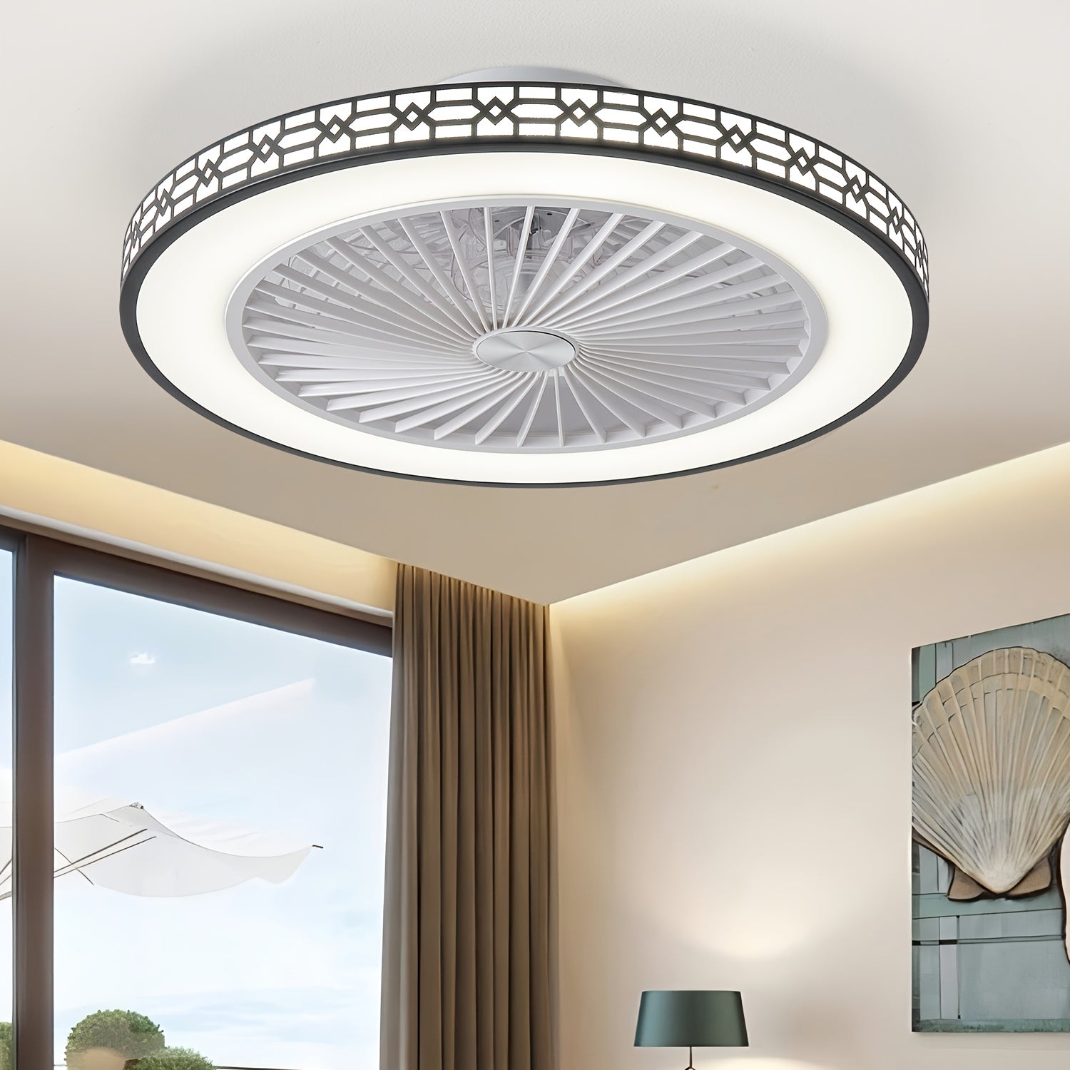 20-Inch Modern LED Ceiling Fan Embedded Mount – Reversible Airflow, Adjustable 3000K-6500K Light, Enhanced Circulation for Office Study Bedroom Indoor Spaces | Canada