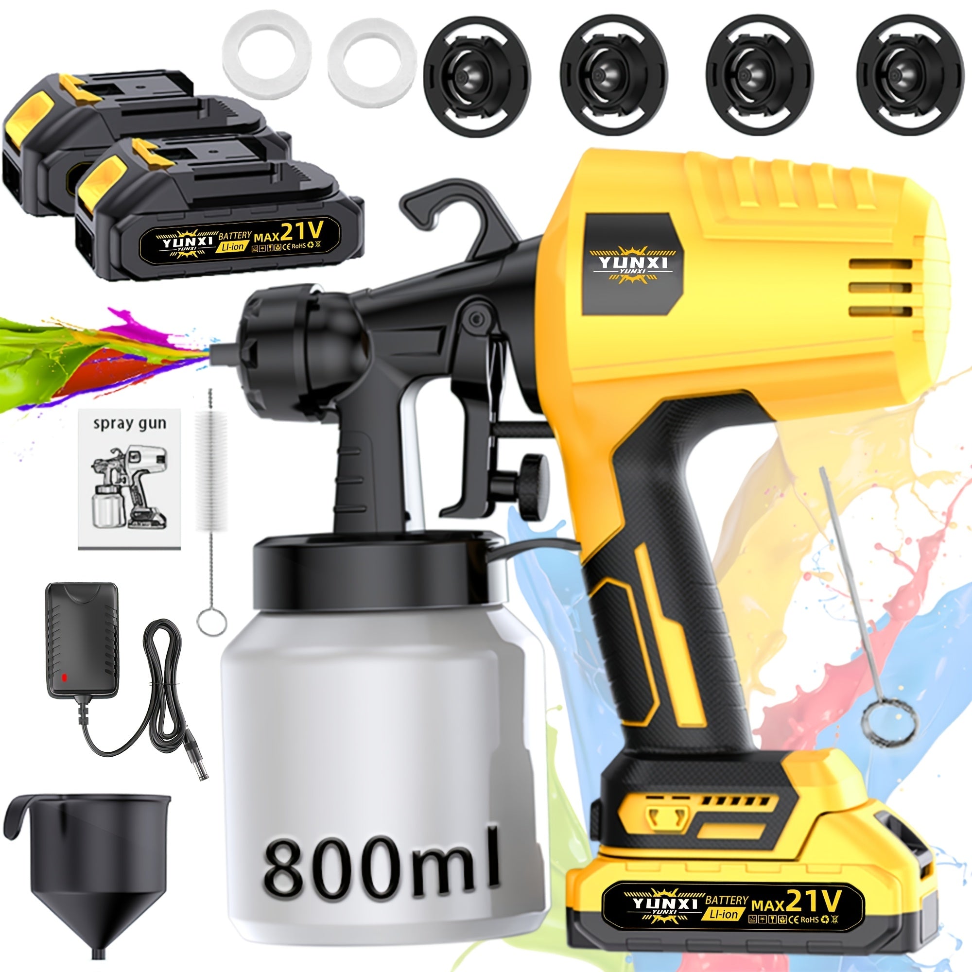 Paint Sprayer Cordless Airless – Rechargeable Lithium Battery Electric Spray Gun with Multiple Modes, Easy Clean, for House Walls, Wood Furniture & Fences | Indoor & Outdoor Painting Tool, Gift for Men