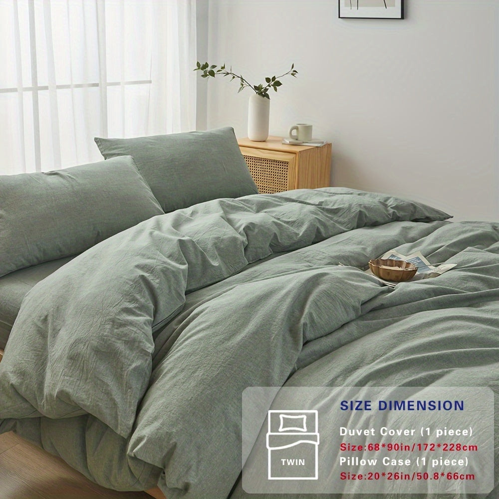 100% Washed Cotton Duvet Cover Set – Breathable, Durable & Ultra-Soft Comfy Bedding Set for All Seasons, Multiple Sizes & Colours