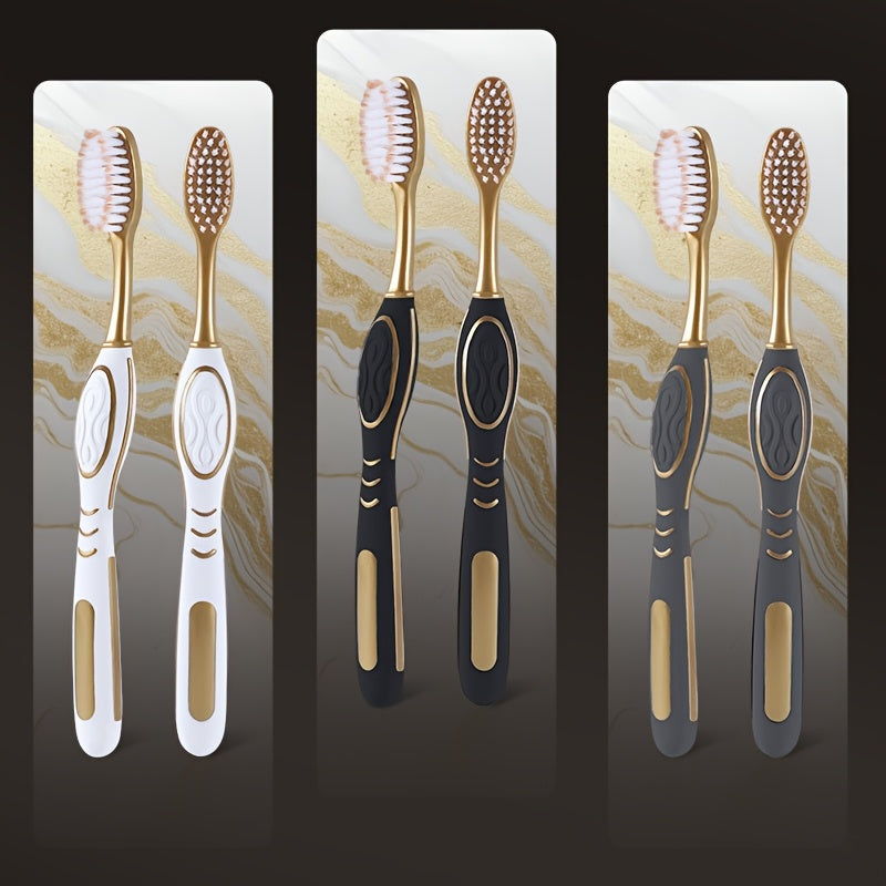 Soft Bristle Travel Toothbrush Set 6-Pack - Anti-Slip Olive-Shaped Handle, White Platinum Series for Adults & Couples - Portable Household Toothbrush Kit, Travel Essentials Bathroom Accessory